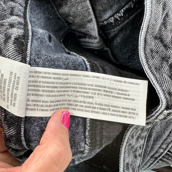 Abercrombie & Fitch Skirt Womens 26 Black Acid Wash Natural Rise Button Mini - Picture 5 of 8